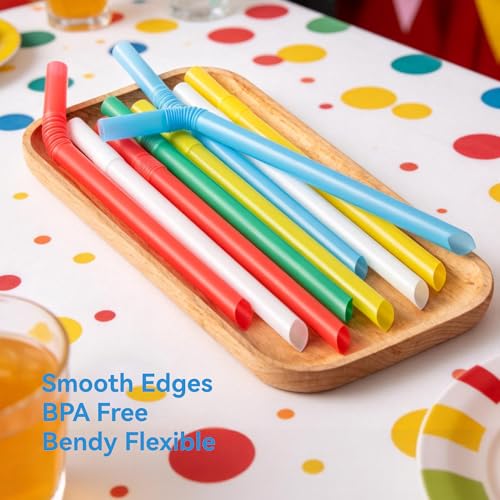 Jumbo 12mm Bendy Boba Straws - 100 Pack, Individually Wrapped