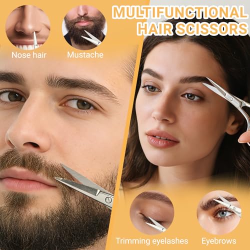 4-Inch Stainless Steel Eyebrow Scissors with Brush and Travel Case