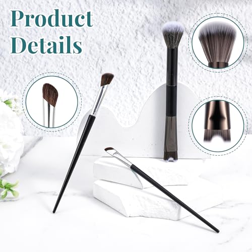 3-Piece Dual-End Nose Contour Brush Set for Sculpting & Blush
