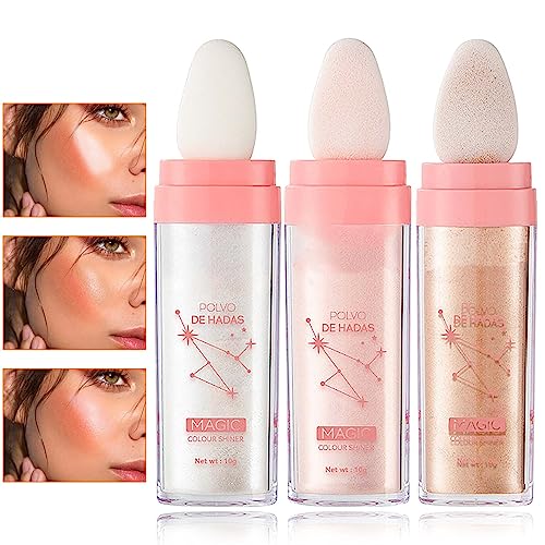 DuoZeng Fairy Highlighter Stick Set - Face & Body Glitter Makeup, 3 Pcs