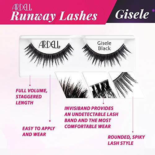 Ardell Gisele Black False Eyelashes Full Strip, 4 Pack - Bold Spiky Style