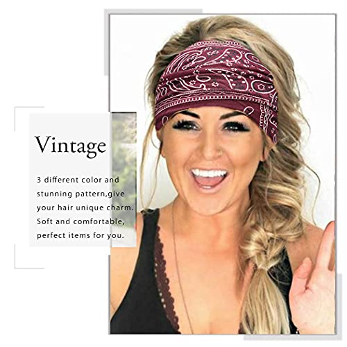 CAKURE Set of 3 Boho Wide Headbands for Women Girls - Knotted African Head Wraps & Hair Accessories