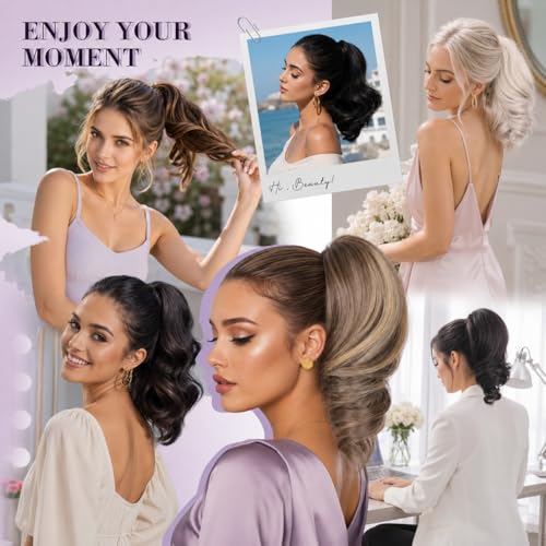 ZQIAN BEAUTY 12 Inch Black Curly Clip-On Ponytail Extension