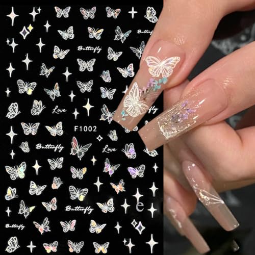 3D Butterfly Nail Art Stickers - Self-Adhesive Glitter Decals
