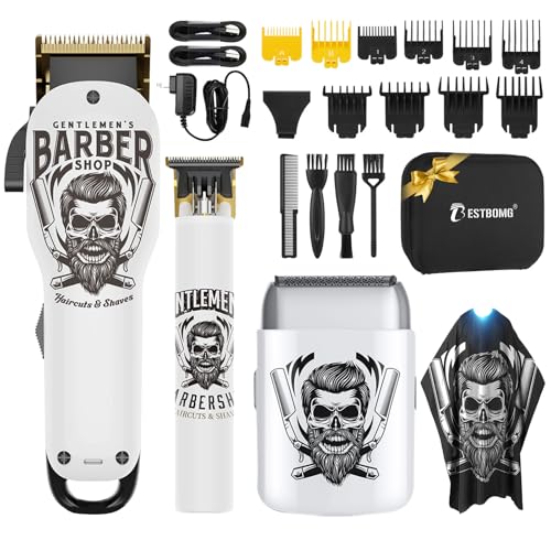BESTBOMG¢ç Hair Clippers for Men Professional, Hair Clipper, Beard Trimmer & Electric Shaver Kit, Zero-Gapped T-Blade Barber Grooming Kit, LED Display, Rechargeable, Gifts for Men