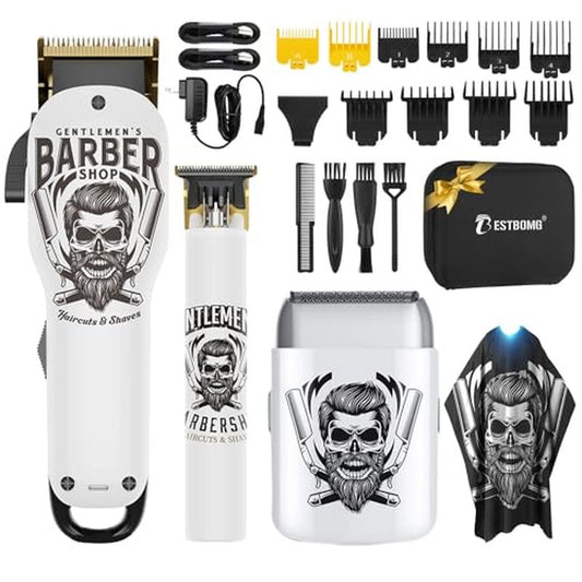 BESTBOMG¢ç Hair Clippers for Men Professional, Hair Clipper, Beard Trimmer & Electric Shaver Kit, Zero-Gapped T-Blade Barber Grooming Kit, LED Display, Rechargeable, Gifts for Men