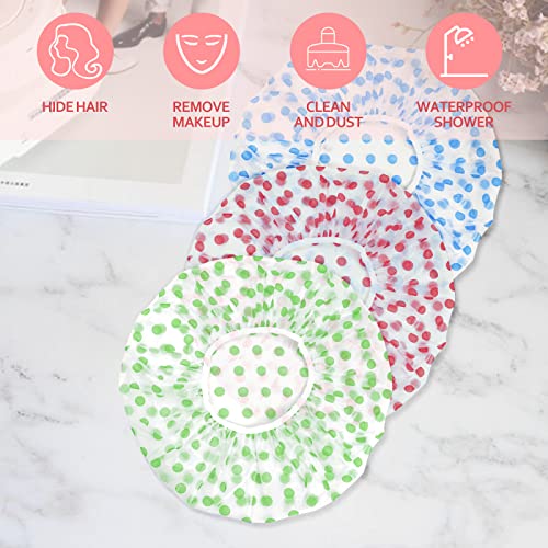 3-Pack Reusable Waterproof Shower Caps for Women - Elastic Fit