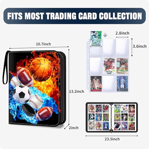 900-Card Sports Trading Card Binder with Clear Sleeves