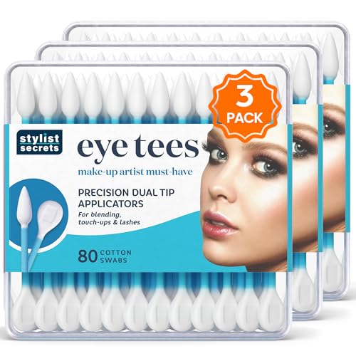 Fran Wilson EYE TEES Double-Sided Cotton Swabs - 80 Count (3 Pack) for Makeup Application and Cleaning