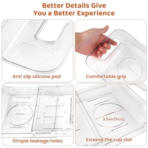 Foldable Acrylic Bathtub Caddy Tray, Expandable Bath Organizer 22-31.4in