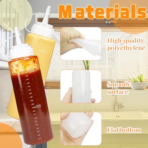 Uyuxxu 12 Pack 8 oz Clear Plastic Squeeze Bottles for Sauces