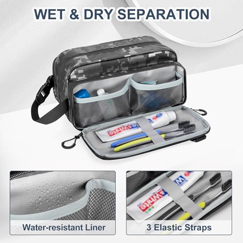 Prokva Black Digital Toiletry Travel Bag - Large Tactical Dopp Kit