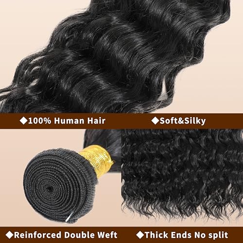 Quitoric 10-Inch Water Wave Human Hair Bundles - Brazilian Virgin Remy Hair