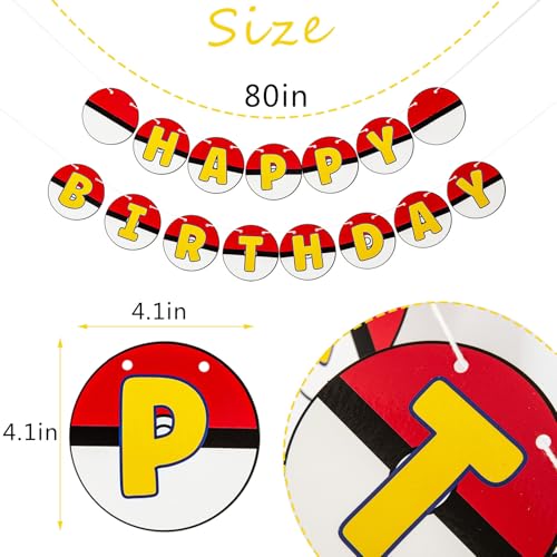 Cartoon Animation Birthday Banner - Red, White & Yellow Party Decor