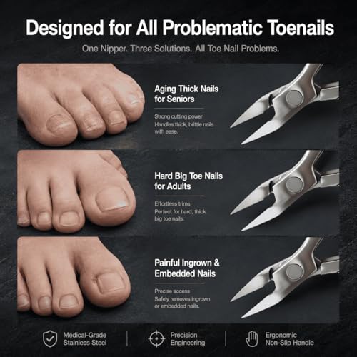 Gubonwer Straight Blade Heavy-Duty Toenail Clippers for Thick Nails – Wide Jaw, Engraved Stainless Steel