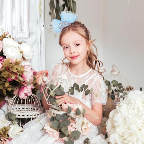 Crown Hair Clips Set for Girls - Sparkly Bows & Ribbon Barrettes