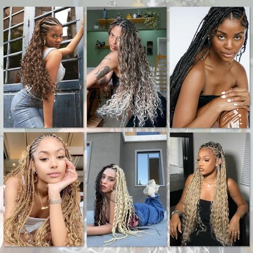 MOCCWOM Deep Wave Crochet Hair 24 Inch 4 Packs #1B - Long Curly Braiding Extensions