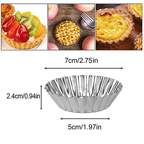 20 Pcs Mini Egg Tart Molds - Reusable Non-Stick Aluminium Tart Pans