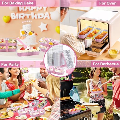 30-Pack Mini Loaf Pans with Lids & Spoons - 200ml Aluminum Foil