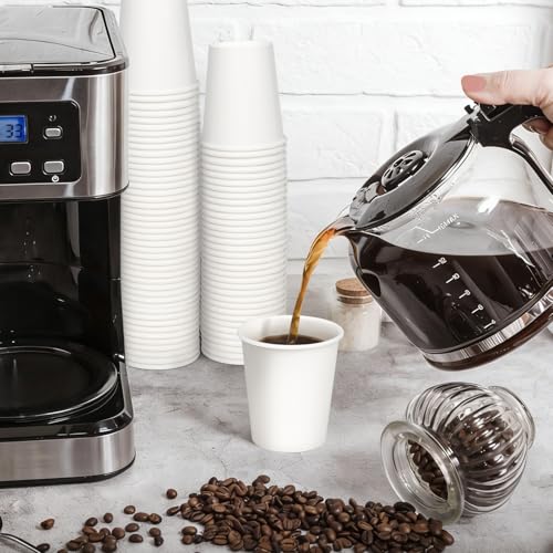 7 oz Disposable Paper Coffee Cups - 100 Pack, Leak-Proof & Sturdy
