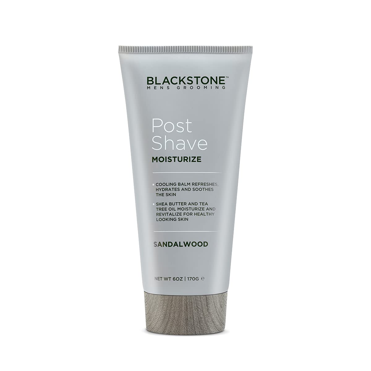 Blackstone Men's Grooming Post Shave Moisturizer with Tea Tree Oil, Shea Butter, Vitamin E, & Aloe | Soothing Cooling Balm | & Paraben Free | Sandalwood (6 oz)