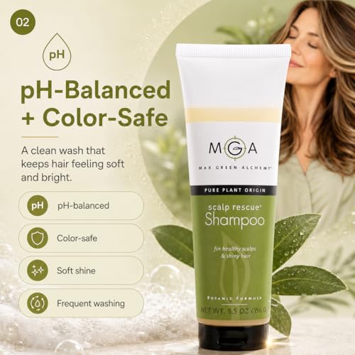 Max Green Alchemy Scalp Rescue Shampoo 5.5 Oz - Natural Herbal Hair Care for All Hair Types