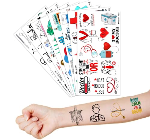 Doctor Tattoos for Kids - 96 PCS Medical & Nurse Themed Temporary Tattoos - Party Favors & Classroom Rewards