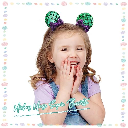 8-Pack Sequin Mouse Ear Hair Clips for Girls and Adults – Costume Accessory