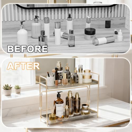 Leeda 2-Tier Bathroom Counter Shelf Organizer - Space-Saving Makeup & Skincare Rack