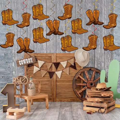 Cowboy Themed Hanging Swirl Decorations - 60 PCS Rodeo Party Supplies