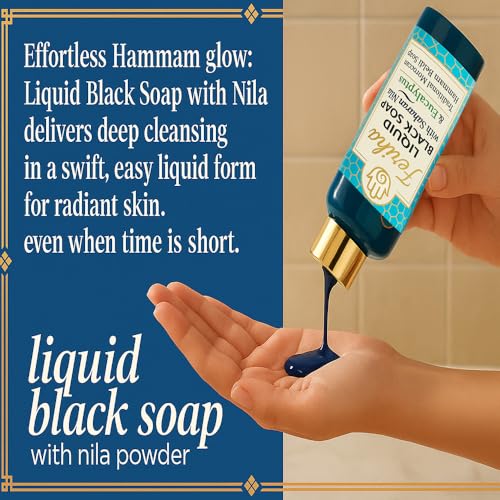 Moroccan Black Liquid Soap with Nila & Eucalyptus - Exfoliating Body Cleanser