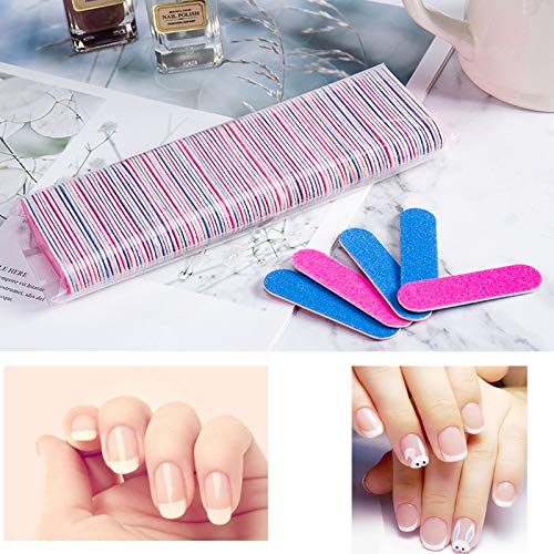 Mini Nail Files Bulk 100 Pack 3.4 Inch Double Sided Emery Boards for Manicure Pedicure US