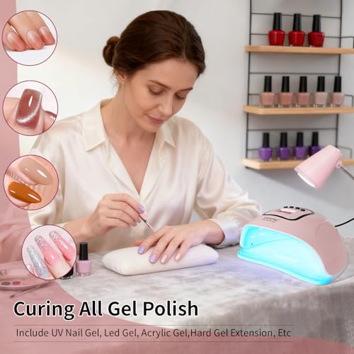 JODSONE Pink U V Nail Lamp for Gel Nail Polish Manicure Light with 4 Timers & Automatic Sensor Nail Dryer Curing LED Light
