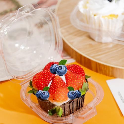 WOLVINA 60 Pack Clear Plastic Cupcake Containers - Airtight & Stackable