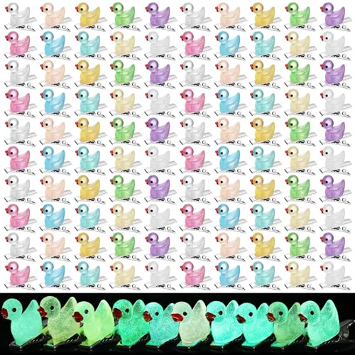 100 Glow in Dark Duck Hair Clips for Women - Fun Accessories