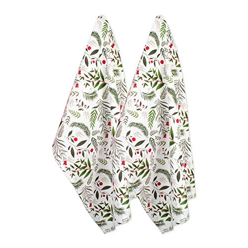DII Christmas Kitchen Towel Set - Floral Cotton Dish Towels, 2 Pack