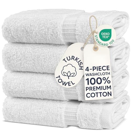 Chakir Turkish Linens 100% Cotton Washcloths | 4-Piece Set