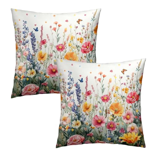 Giwawa Colorful Flower Throw Pillow Covers, 18x18 Inch Set of 2