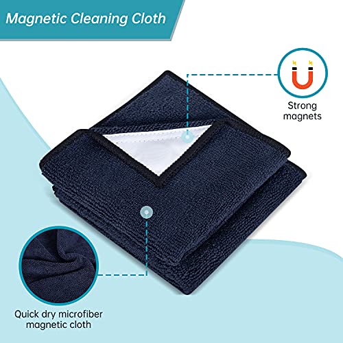 Magnetic Microfiber Cleaning Cloths - 10x10, 2 Pack - Dark Blue