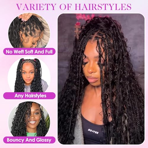 24 Inch Boho Braiding Hair Bulk - Deep Wave Mixed Synthetic Hair Extensions