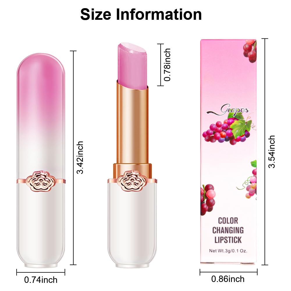 Peach Color Changing Lipstick - Long Lasting Waterproof Lip Stain | Moisturizing Lip Balm Set (6 Pcs)