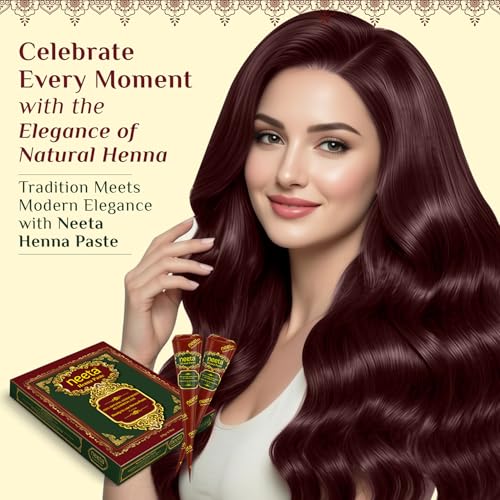 Neeta Ready-to-Use Herbal Henna Paste for Hair - Reddish Brown, Pack of 12