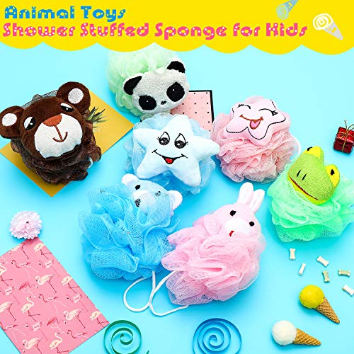 Boao 8-Pack Kids Animal Bath Sponges - Soft Loofah Scrubbers