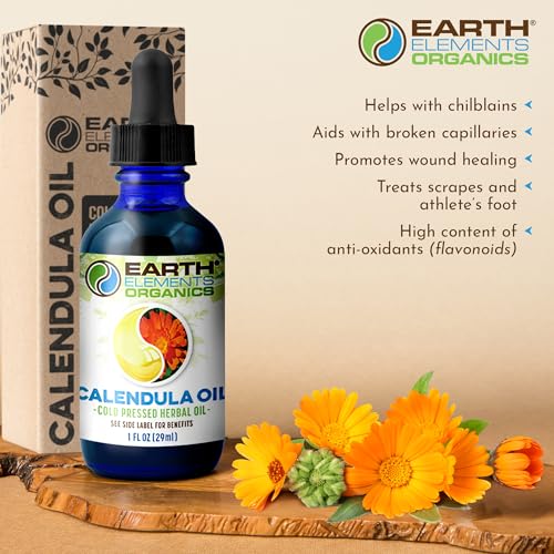 Earth Elements Organic Calendula Infused Skin Oil for Dry Chapped Skin