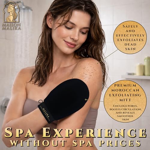 Maison Malika Moroccan Exfoliating Mitt – 2-Pack Vegan Kessa Body Scrub
