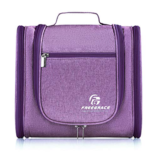 Freegrace Extra Large Hanging Toiletry Bag - Wild Violet Travel Organizer for Women & Men