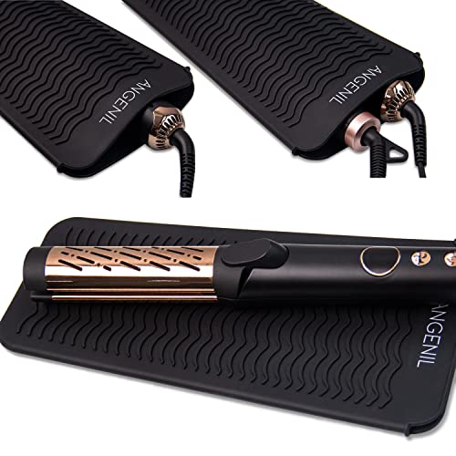 Silicone Heat Resistant Travel Mat Pouch for Hair Tools - Black | Fits Flat Iron, Curling Wand, Crimper