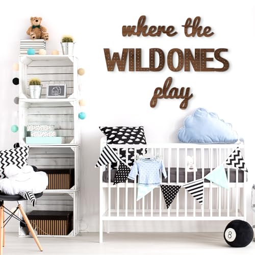 Where the Wild Ones Play Wooden Wall Decor for Kids Room