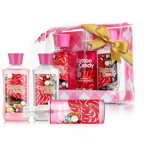 Vital Luxury Cotton Candy Scented Bath & Body Gift Set - Travel Size 3-Piece Collection