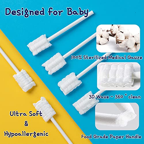 Little Fox Baby Oral Care Set 62 Pcs - Infant Tongue & Gum Cleaners with 2 Finger Toothbrushes & Cases